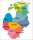 Óblasts de Estonia, Letonia e Lituania entre 1952 e 1953.