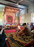 The chief priest performing traditional public ritual in honour of the saint and founder Swami Pranavananda of Bharat Sevashram Sangha on the occasion of Guru Purnima at its ashram in Gurugram, India.