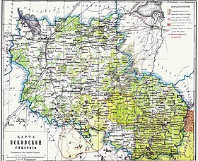 Pskov Guberniyası harita üzerinde