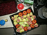 Stuffed peppers, tomatoes, and zucchini, oven-baked