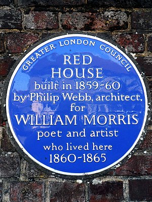 RED HOUSE built in 1859-1860 by Philip Webb architect for WILLIAM MORRIS poet and artist who lived here 1860-1865.jpg