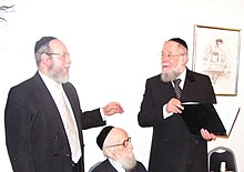 Rabbi Evers presenting his first Responsa book to Chief Rabbi Lau and Chief Rabbi Just Rabbis Evers Lau & just - Responsa.jpg