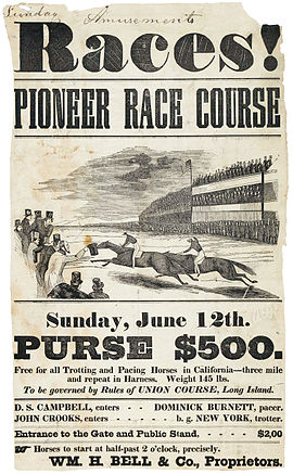 Races! Pioneer Race Course advertisement dated June 12, 1853