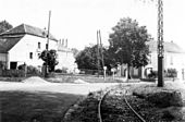 Rails van de tram uit het interbellum.