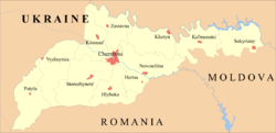 Mestna občina Črnovice (sredina) na zemljevidu Črnoviške oblasti.
