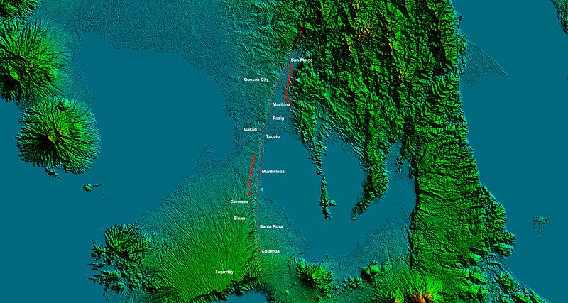 File:Relief Map of Metro Manila and nearby provinces showing the West and East Valley Fault Line.jpg