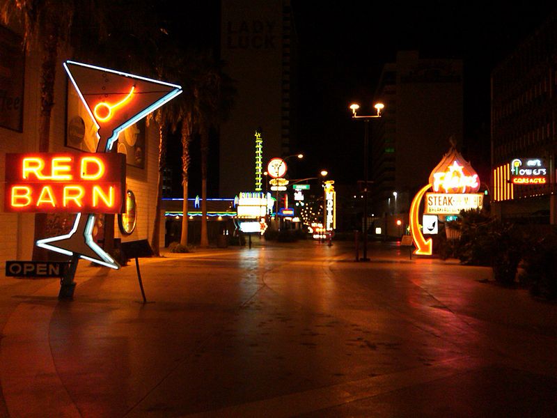 Restored signs from the Neon Museum Las Vegas along the Fremont Street Experience.