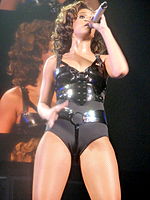 Singer Rihanna wearing a modified corset along with underwear as outerwear. Rihanna - Live in Paris (6).jpg