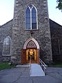 Open front doors of Saint Anne's Episcopal Church. Located at 8 Kirk Street Lowell, Massachusetts.