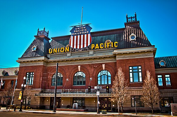 Image: Salt Lake Union Pacific Railroad Station, South Temple at 400 West, Central City West, Salt Lake City, UT, USA