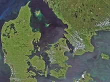 A satellite image of Jutland and the Danish islands Satellite image of Denmark in July 2001.jpg