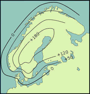 Scandinavia land uplift according De Geer 1888.svg