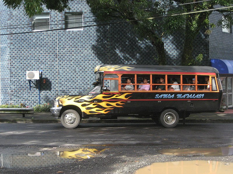 File:Scorching her way fully loaded to the tuna factory Samoa is the superb Samoa Matalasi - even the puddle is on fire - panoramio.jpg