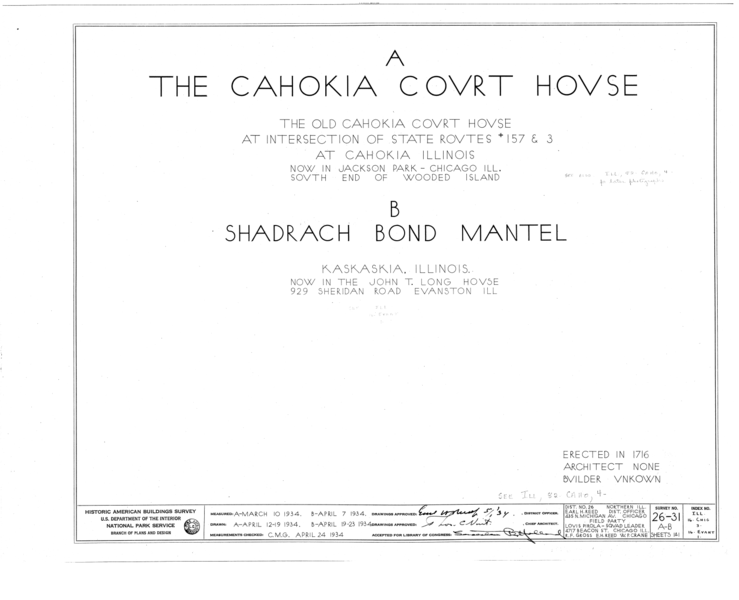 File:Shadrach Bond Mantel, 929 Sheridan Road (moved from Kaskaskia, IL), Evanston, Cook County, IL HABS ILL,16-EVAN,1- (sheet 0 of 1).png