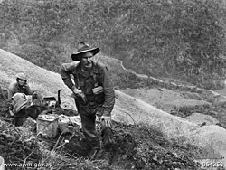 Two Australian soldiers on Shaggy Ridge on 21 January 1944