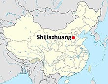 Staðsetning Shijiazhuang í Hebei héraði í Kína.