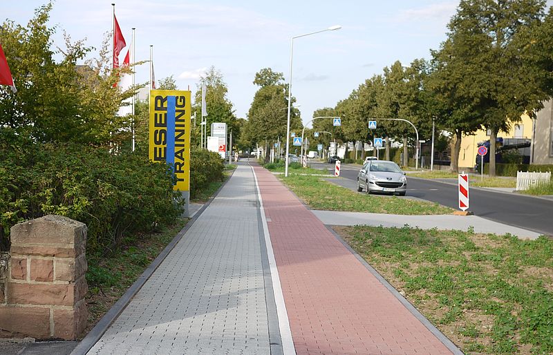 File:Sidewalk with bike path.JPG