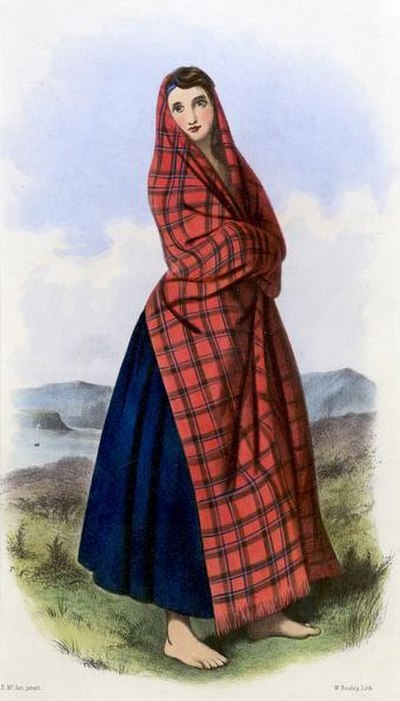 A Victorian era, depiction of a member of the clan by R. R. McIan, from The Clans of the Scottish Highlands, published in 1845.