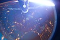 Návrat Sojuzu do atmosféry pri pohľade z ISS