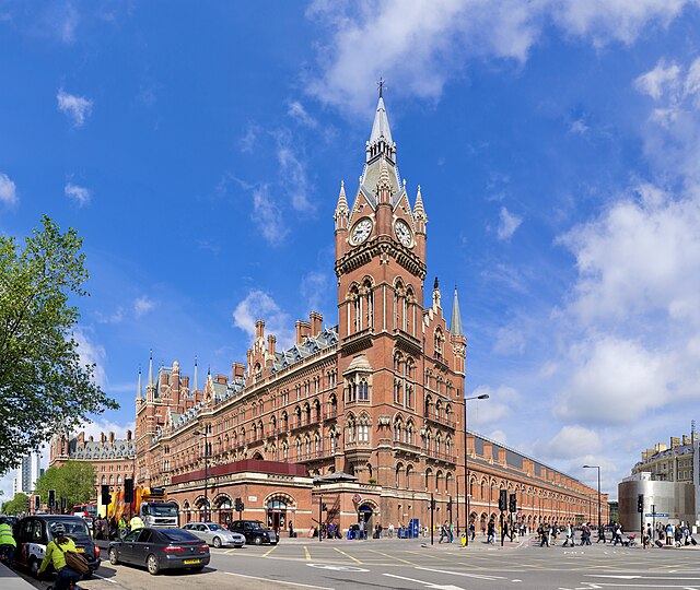 St Pancras station as seen from Euston Road in 2012