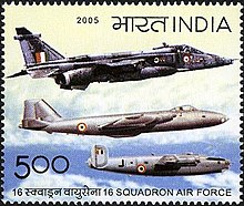 2005 stamp to commemorate 50 years of service Stamp of India - 2005 - Colnect 158885 - 50 Years of 16 Squadron Air Force.jpeg