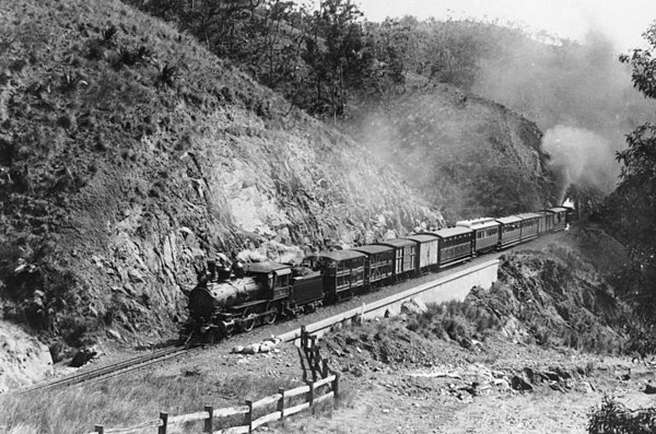 Passenger train ascending the Rack section, 1910