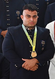 Sudhir (powerlifter) at interaction with the PM on 13 August 2022.jpg