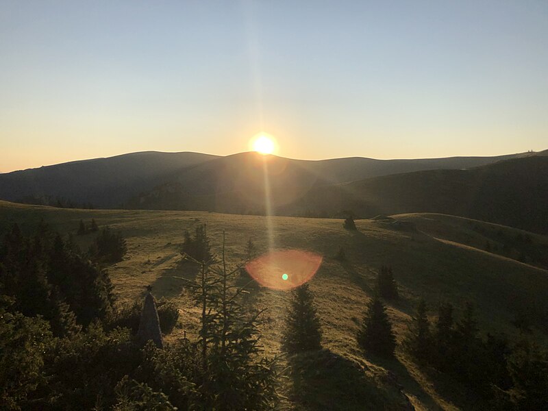 File:Sunrise in the Fatra mountains of Slovakia above meadows and trees.jpg