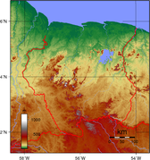 Гіпсометрична карта Суринаму