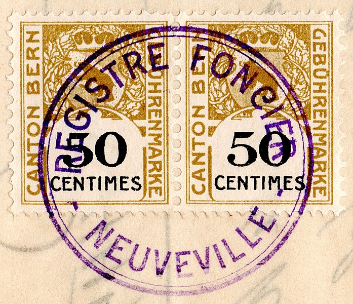 File:Switzerland Bern 1903-1930 revenue 50c - 28a (pair) fragment.jpg