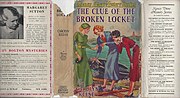 Миниатюра для Файл:The Clue of the Broken Locket (1934) dust jacket, 1934A-1 printing (part 2 of 2).jpg