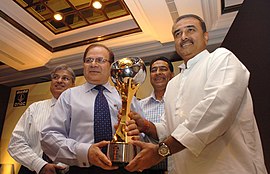 The Minister for Civil Aviation, Shri Praful Patel and the CMD, ONGC, Shri R.S. Sharma, launching the 2nd ONGC Nehru Cup, in New Delhi on August 06, 2009.jpg