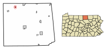 Tioga County Pennsylvania Incorporated ve Unincorporated alanlar Knoxville Highlighted.svg