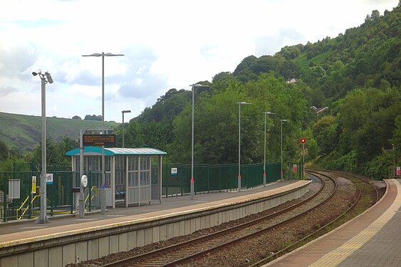 Tir Phil Railway Station in the Rhymney Valley, Wales