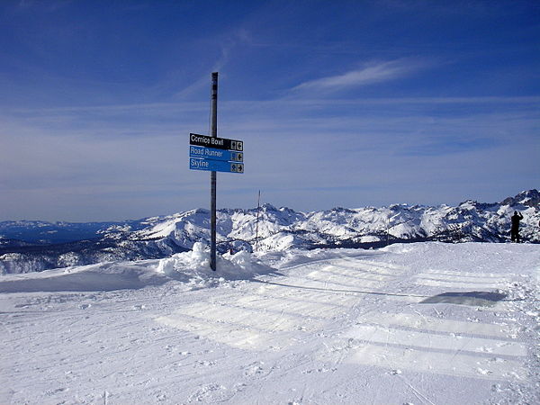 The view from the top of the famous Cornice Bowl ski run, at the summit of the mountain.