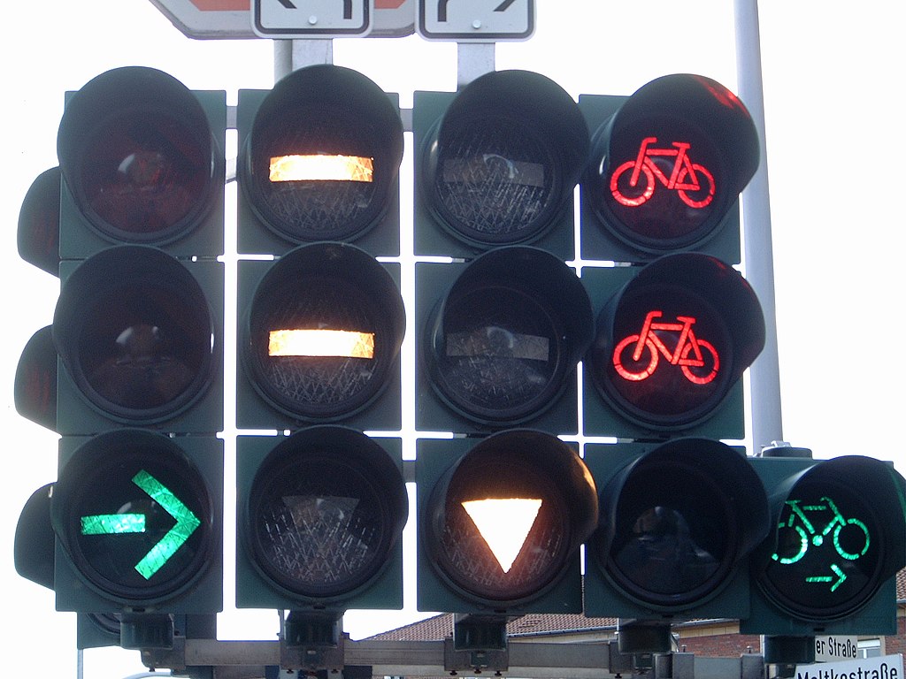 Traffic Light German Complex With Bicycles
