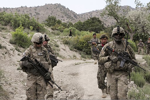 U.S. Army paratroopers assigned to the 3rd Platoon, 1st Squadron, 40th Cavalry Regiment patrol in Paktia province, Afghanistan, June 5, 2012 120605-A-FH435-007
