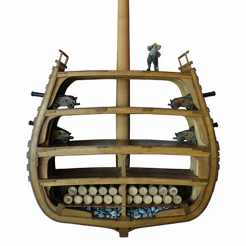 A model showing a cross section of Vasa's hull, illustrating the shallow hold and two gun decks