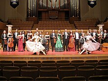 A photo of the Vienna Waltz Orchestra in the Yokohama Minato Mirai Hall (Tokyo, 2009)