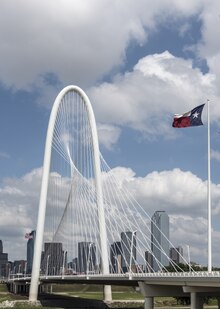 Margaret Hunt Hill Bridge over the Trinity River Project View of the Margaret Hunt Hill Bridge, a Santiago Calatrava-designed bridge over the Trinity River in Dallas, Texas LCCN2014632142.tif