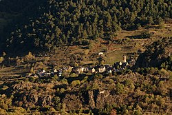 Vilamòs, with St. Mary's church tower