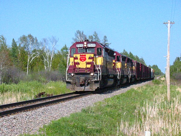 A trio of Wisconsin Central EMD SD45s on the Michigan's Upper Peninsula