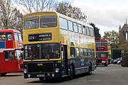 Preserved West Midlands PTE Alexander bodied Volvo Ailsa 4527 arrives at Wythall Transport Museum, for their last event day of the year, alongside two other examples of the type.