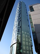 West Tower has been the city's tallest building since completion in 2008. West Tower from ground level.jpg