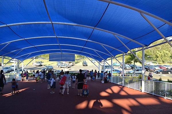 The large entrance walkway/queue with cover