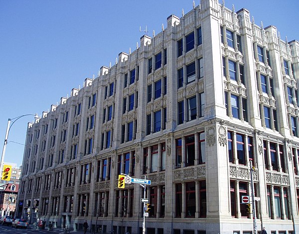 The MuchMusic World Headquarters is located on 299 Queen Street West in Downtown Toronto, as seen in April 2005.