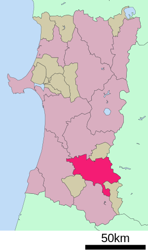 Lage Yokotes in der Präfektur