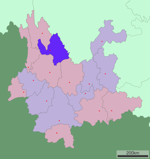 Location of Lijiang City jurisdiction in Yunnan