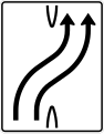 501-21 Überleitungstafel; Darstellung ohne Gegenverkehr: zweistreifig nach rechts