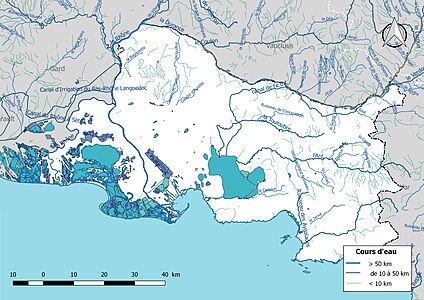 Carte de l'ensemble du réseau hydrographique des Bouches-du-Rhône.